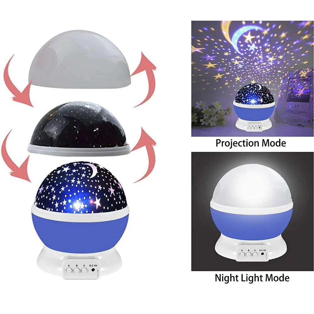 Starry Projector Night Light Rotating Sky Moon Lamp Galaxy