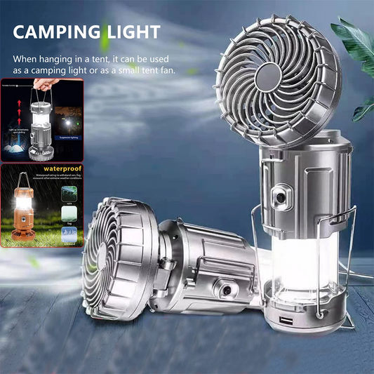 6 in 1 Portable Camping Solar Lantern With Fan