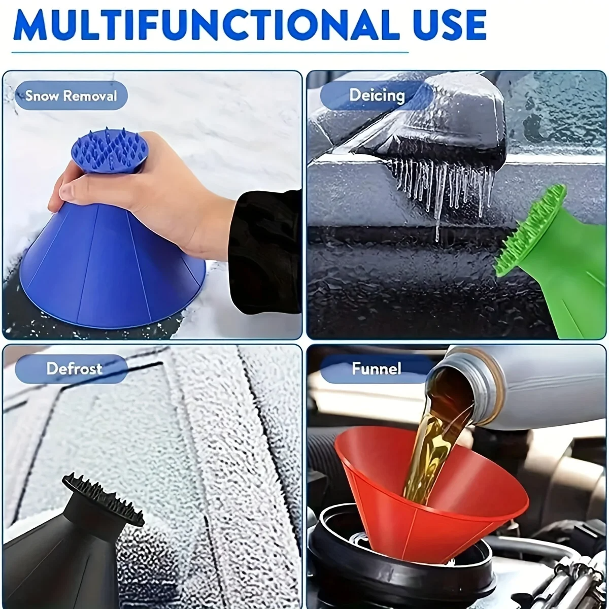 Car Snow/Ice Scraper And Oil Funnel