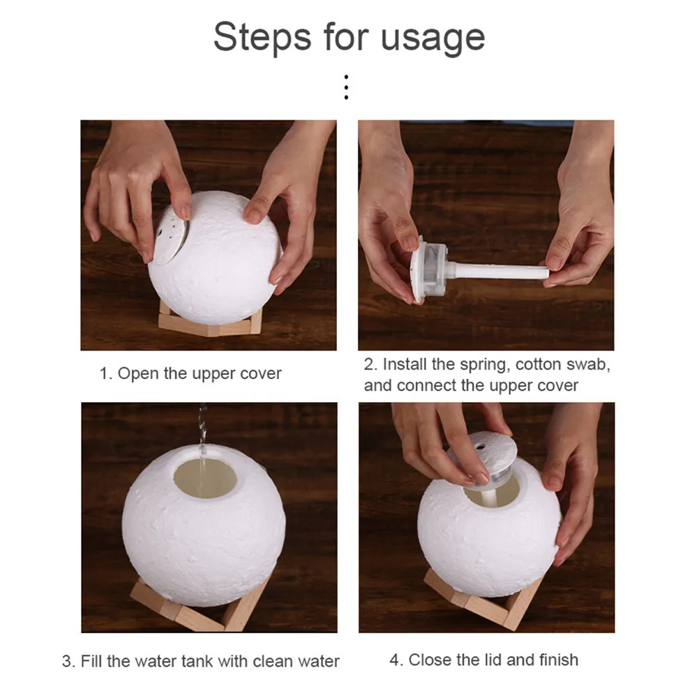 Humidifier Diffuser USB Moon Shape Led