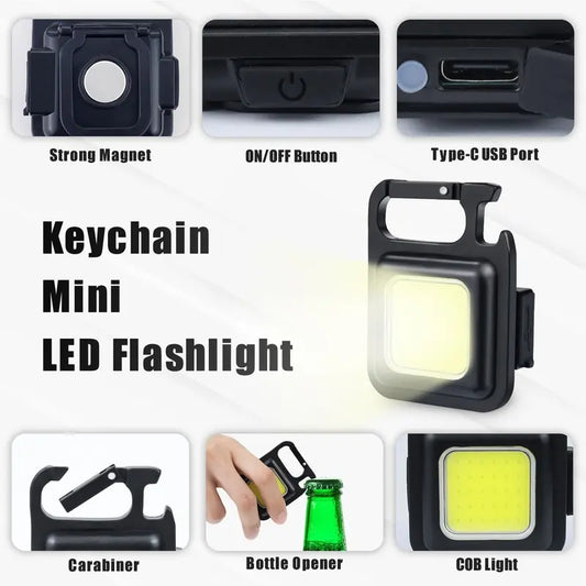 Multifunction Portable USB Rechargeable Pocket Mini LED Keychain Light