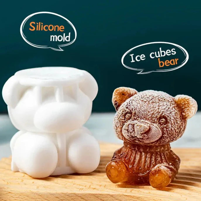 Cute Teddy Bear Silicone Mould Ice Cube Maker